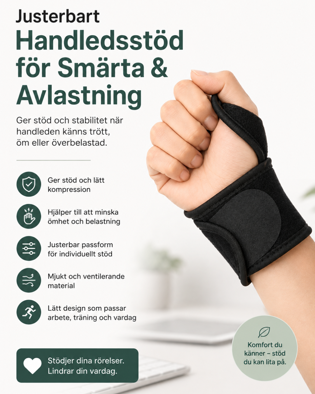 Justerbart Handledsstöd för Smärta & Avlastning