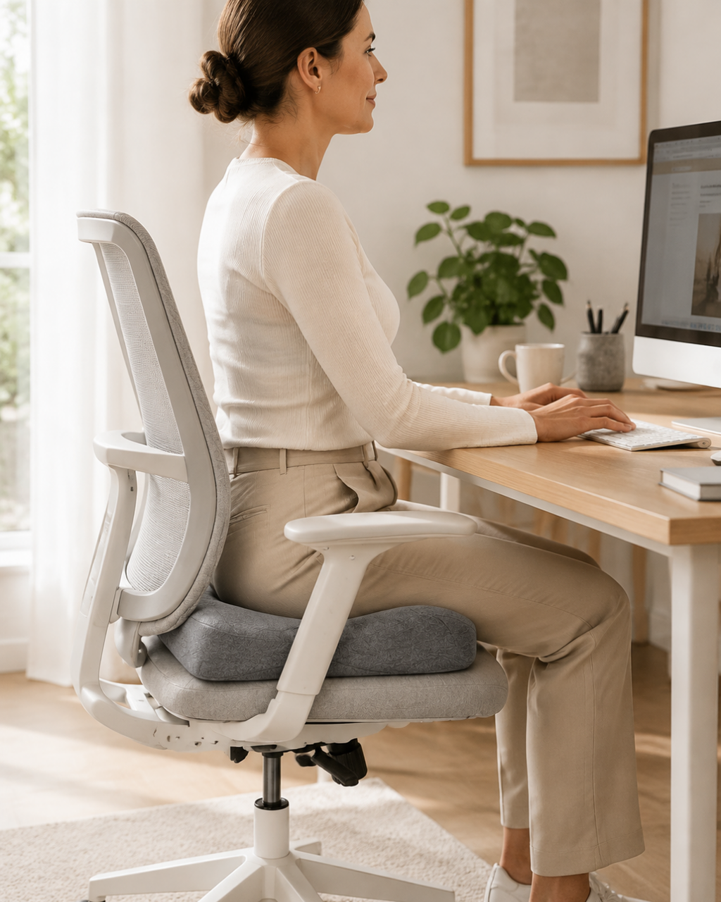 Ergonomisk Sittkudde med Memory Foam för Ryggstöd