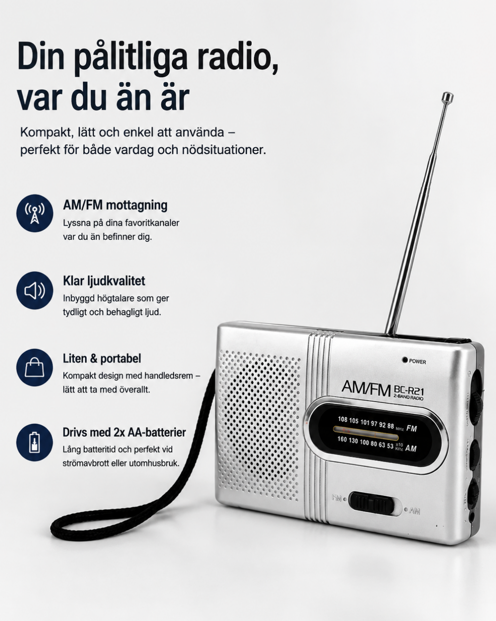 Batteriradio för Krisberedskap & Strömavbrott